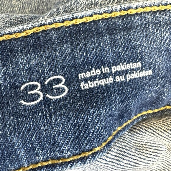 Pilcro Anthropologie Jeans The Wanderer Relaxed Blue Denim Size 33 Raw Hem Ankle - Picture 6 of 7